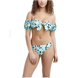 BCBGeneration Women's Bandeau Swimsuit Top With Off The Shoulder Sleeve Size XS